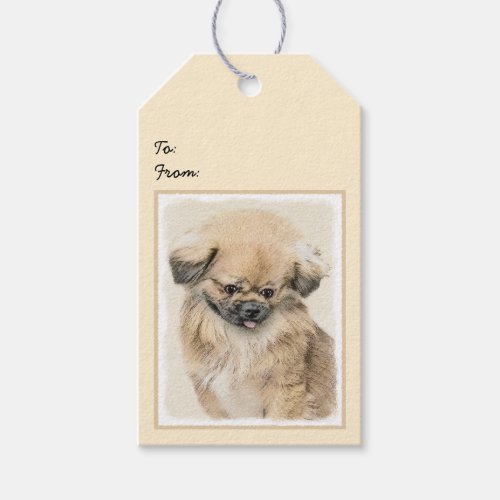 Pekingese Painting _ Cute Original Dog Art Gift Tags