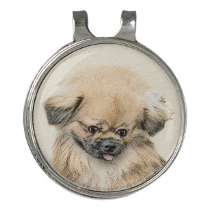 Pekingese Painting - Cute Original Dog Art Golf Hat Clip