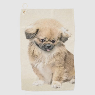 Pekingese Painting - Cute Original Dog Art Golf Towel