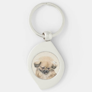 Pekingese Painting - Cute Original Dog Art Keychain