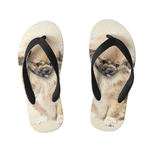 Pekingese Painting _ Cute Original Dog Art Kids Flip Flops