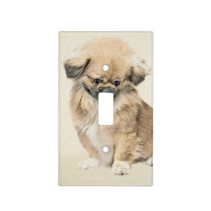 Pekingese Painting - Cute Original Dog Art Light Switch Cover