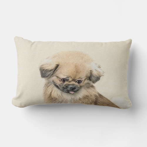 Pekingese Painting _ Cute Original Dog Art Lumbar Pillow