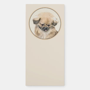 Pekingese Painting - Cute Original Dog Art Magnetic Notepad