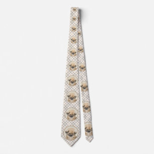 Pekingese Painting - Cute Original Dog Art Neck Tie
