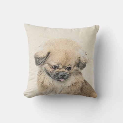 Pekingese Painting _ Cute Original Dog Art Outdoor Pillow