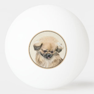 Pekingese Painting - Cute Original Dog Art Ping Pong Ball