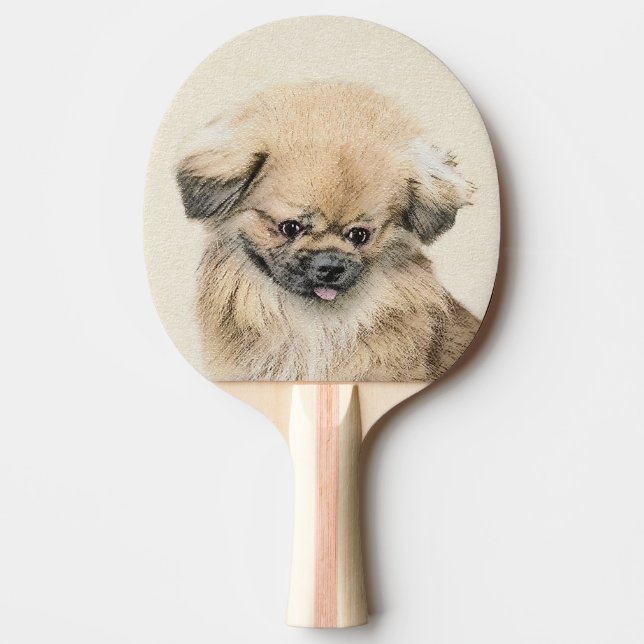 Pekingese Painting - Cute Original Dog Art Ping-Pong Paddle (Front)