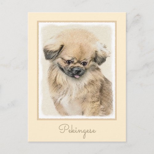 Pekingese Painting _ Cute Original Dog Art Postcard