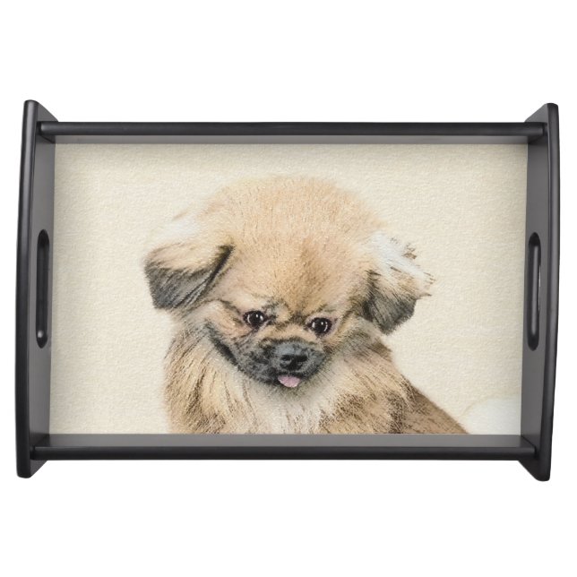 Pekingese Painting - Cute Original Dog Art Serving Tray (Front)