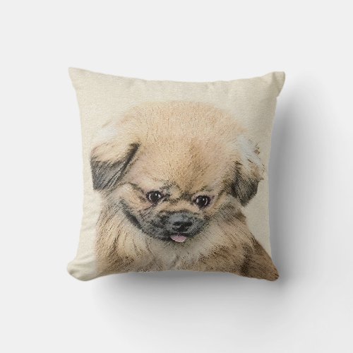 Pekingese Painting _ Cute Original Dog Art Throw Pillow