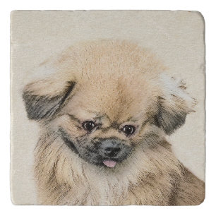 Pekingese Painting - Cute Original Dog Art Trivet