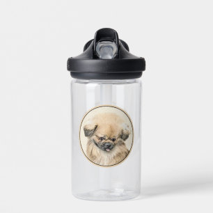 Pekingese Painting - Cute Original Dog Art Water Bottle