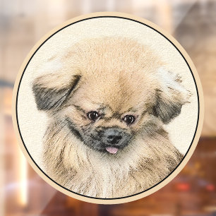 Pekingese Painting - Cute Original Dog Art Window Cling