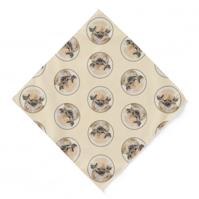 Pekingese Painting Fawn Cute Original Pet Dog Art Bandana (Front)