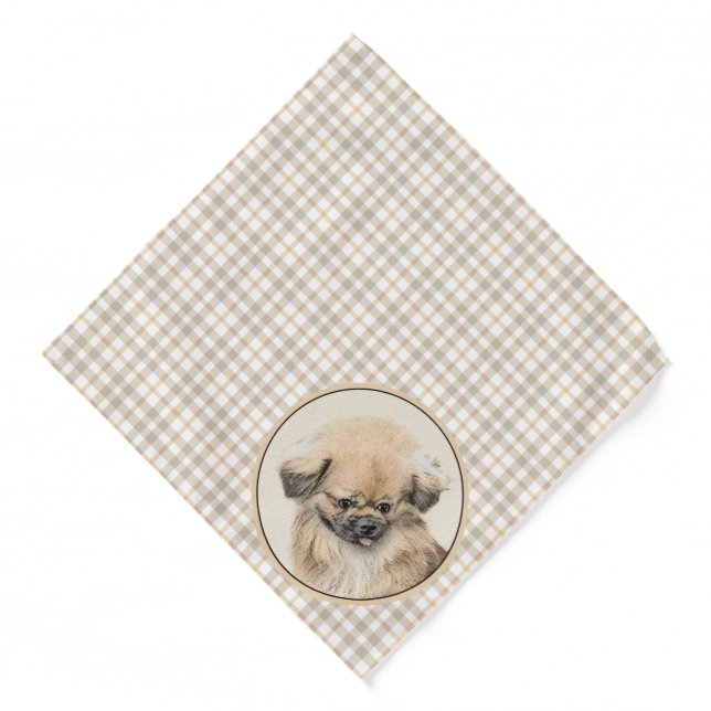 Pekingese Painting Fawn Cute Original Pet Dog Art Bandana (Front)