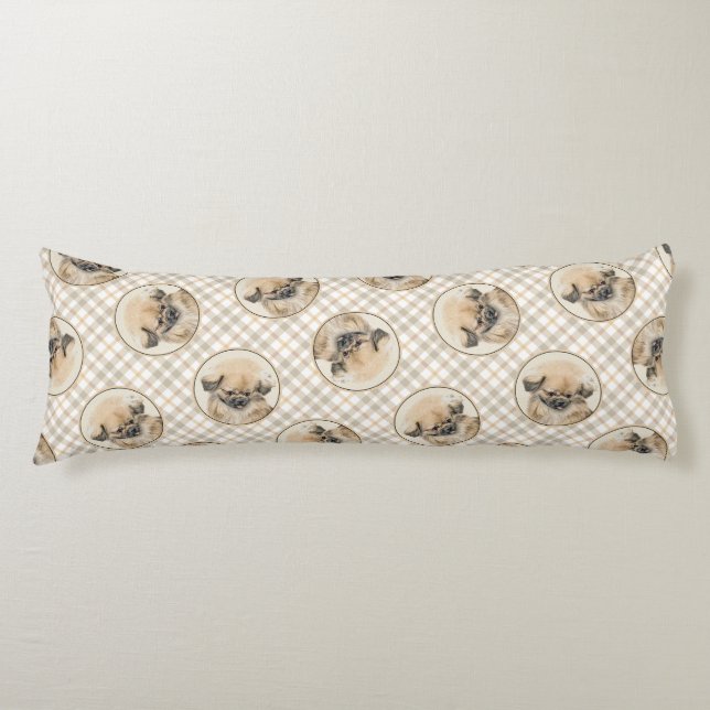 Pekingese Painting Fawn Cute Original Pet Dog Art Body Pillow (Front)