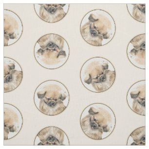 Pekingese Painting Fawn Cute Original Pet Dog Art Fabric