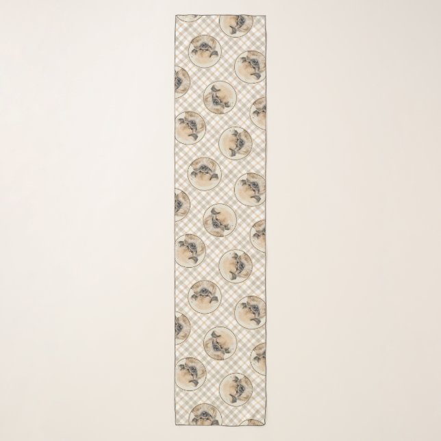 Pekingese Painting Fawn Cute Original Pet Dog Art Scarf (Front)