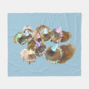 Pekingese Party Fleece Blanket
