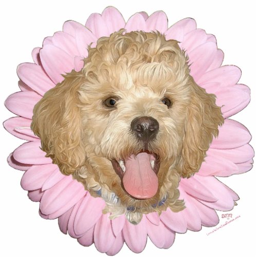 Pekingese  Poodle Mix Springtime Flower Cutout