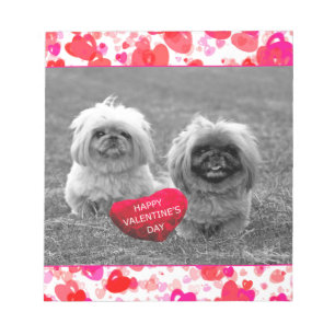 Pekingese Puppies wishing Happy Valentine's Day Notepad