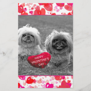 Pekingese Puppies wishing Happy Valentine's Day Stationery