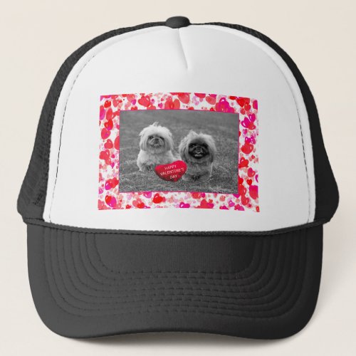 Pekingese Puppies wishing Happy Valentines Day Trucker Hat