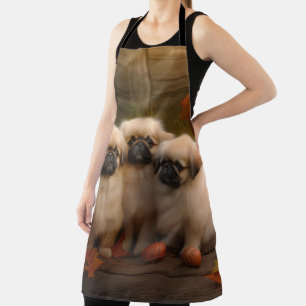 Pekingese Puppy Autumn Delight Pumpkin Apron