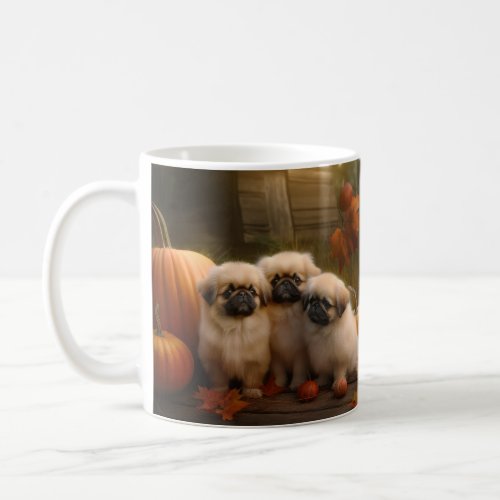 Pekingese Puppy Autumn Delight Pumpkin  Coffee Mug