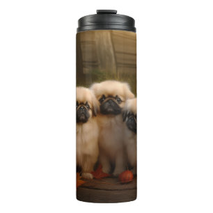 Pekingese Puppy Autumn Delight Pumpkin Thermal Tumbler