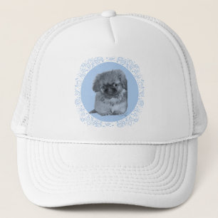 Pekingese Puppy Blue Trucker Hat