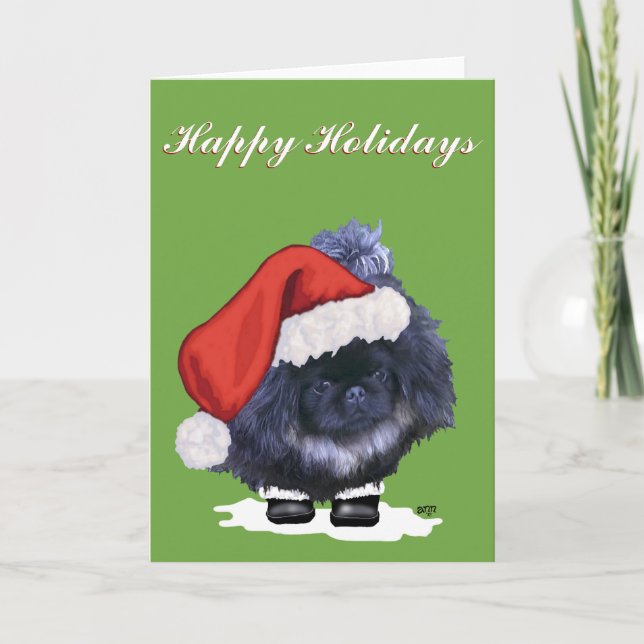 Pekingese Puppy Christmas Holiday Card (Front)