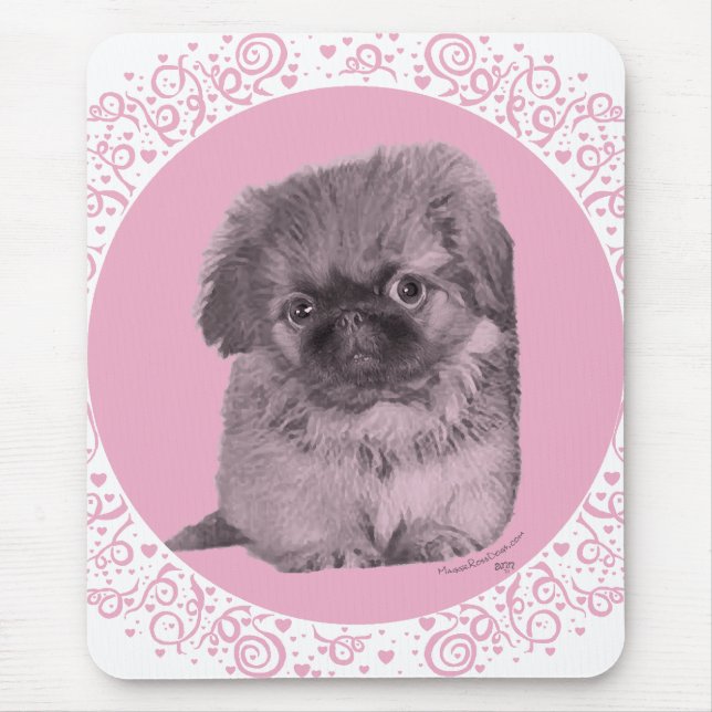 Pekingese Puppy in Pink Mouse Pad (Front)