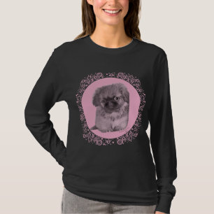 Pekingese Puppy on Pink T-Shirt