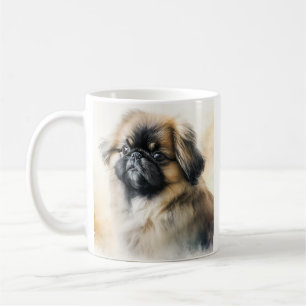 Pekingese puppy Watercolor Painting Coffee Mug