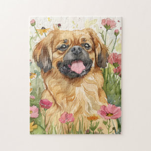 Pekingese Puzzle – Watercolor Dog Art