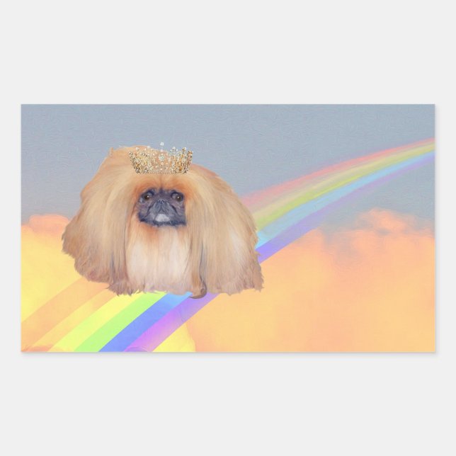 Pekingese Rainbow Rectangular Sticker (Front)