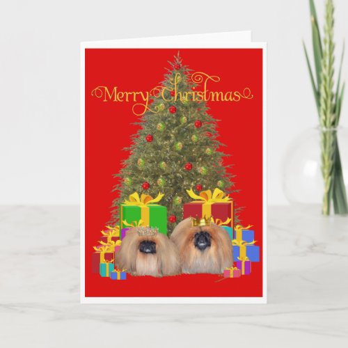 Pekingese Royalty Celebrate Christmas Holiday Card