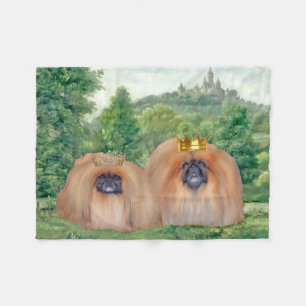 Pekingese Royalty Fleece Blanket