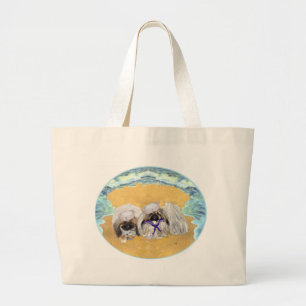 Pekingese Sailors Large Tote Bag
