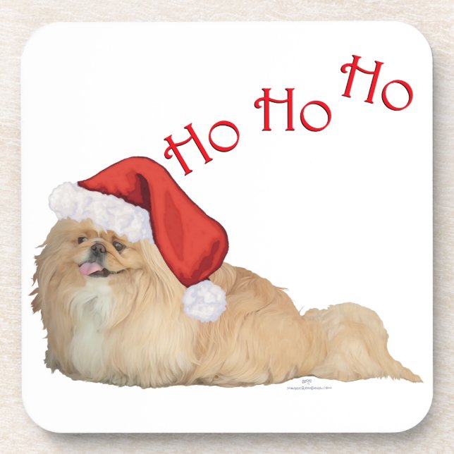 Pekingese Santa Claus Beverage Coaster (Front)