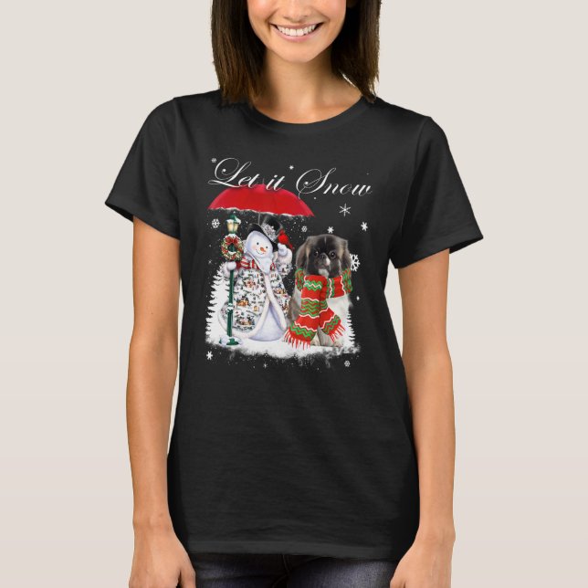 Pekingese Santa Dog Christmas Snowman Xmas Pajama T-Shirt (Front)
