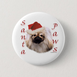 Pekingese Santa Paws Pinback Button