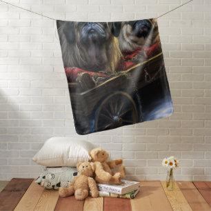 Pekingese Snowy Sleigh Christmas Decor Baby Blanket