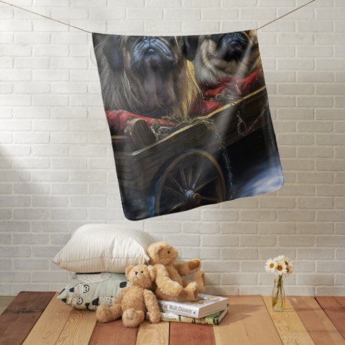 Pekingese Snowy Sleigh Christmas Decor  Baby Blanket