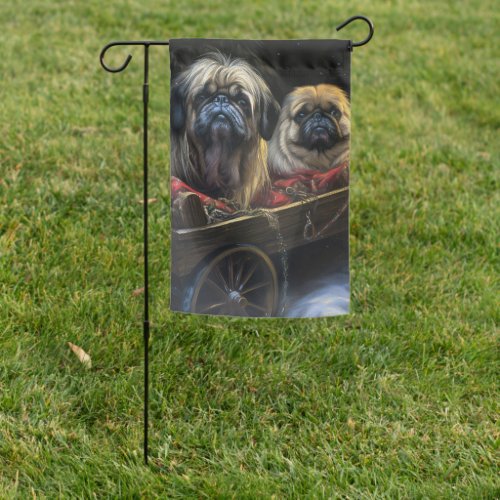 Pekingese Snowy Sleigh Christmas Decor  Garden Flag