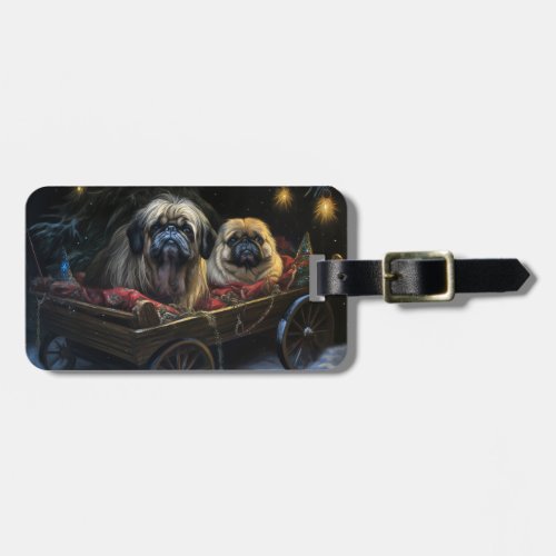 Pekingese Snowy Sleigh Christmas Decor  Luggage Tag