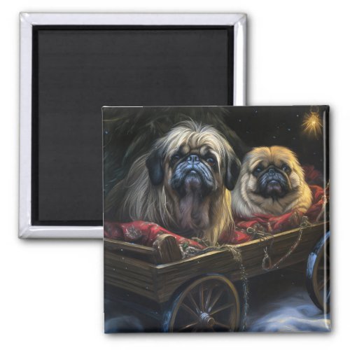 Pekingese Snowy Sleigh Christmas Decor  Magnet