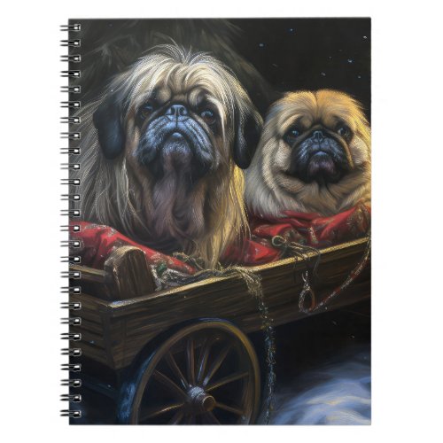 Pekingese Snowy Sleigh Christmas Decor  Notebook